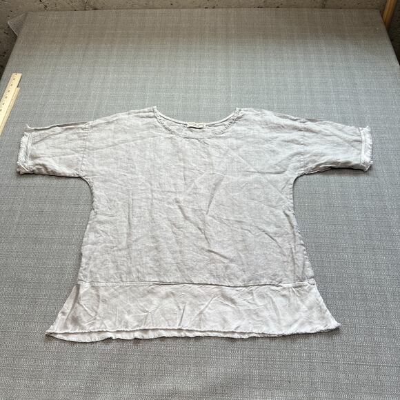 Terzo Millennio Linen Shirt Womens Small Grey Coastal 100% Linen Made in Italy‎ - Picture 1 of 8